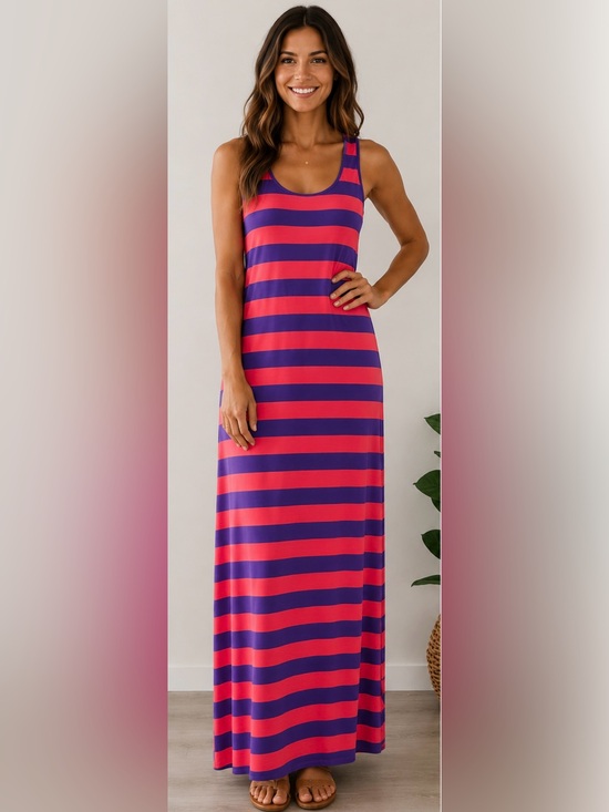 Forever 21 Dresses & Skirts - Coral & Royal Blue Racerback Maxi Dress